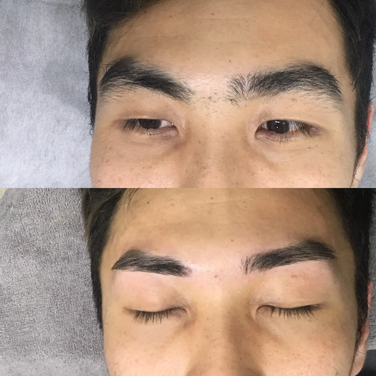男士修眉前後對比:上圖修眉前,下圖修眉後