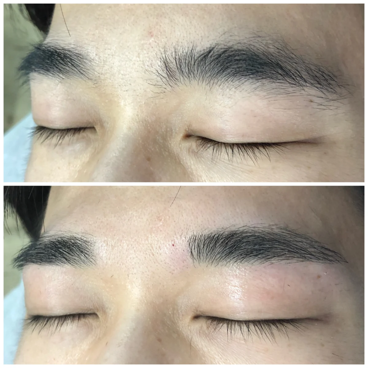 男士修眉前後對比:上圖修眉前,下圖修眉後