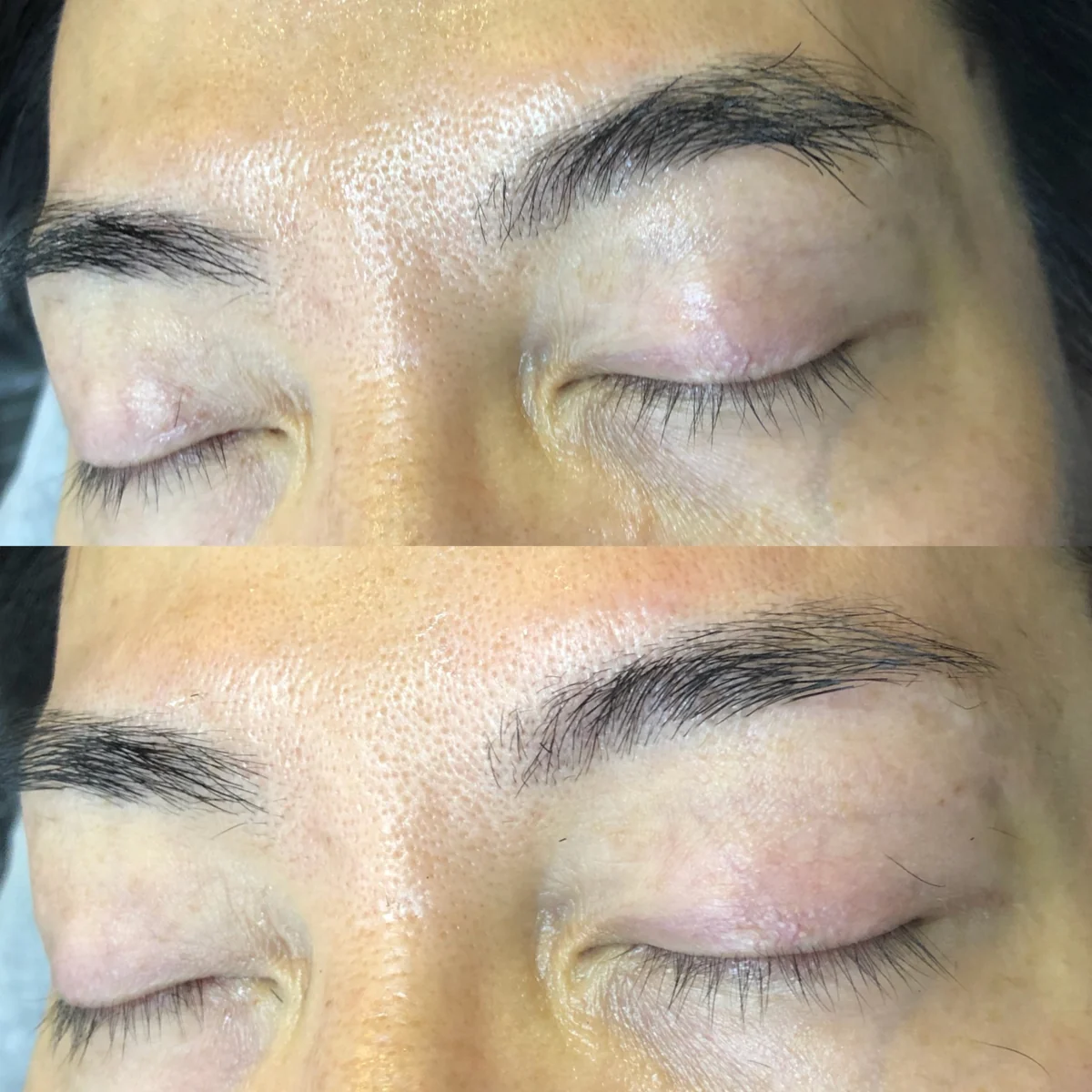 男士修眉前後對比:上圖修眉前,下圖修眉後